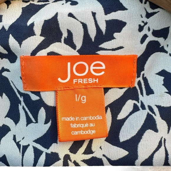 Joe Fresh Women's Large Navy Blue & White Print Sleeveless Shift Dress - Picture 3 of 3